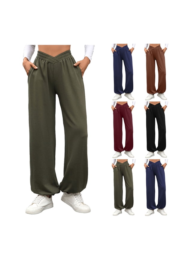 Women’s Winter Casual Baggy Fleece Lined Sweatpants Fashion High Waisted Joggers Pants Athletic Clothes with Pockets Sweatpants Women(Brown,S-2XL)