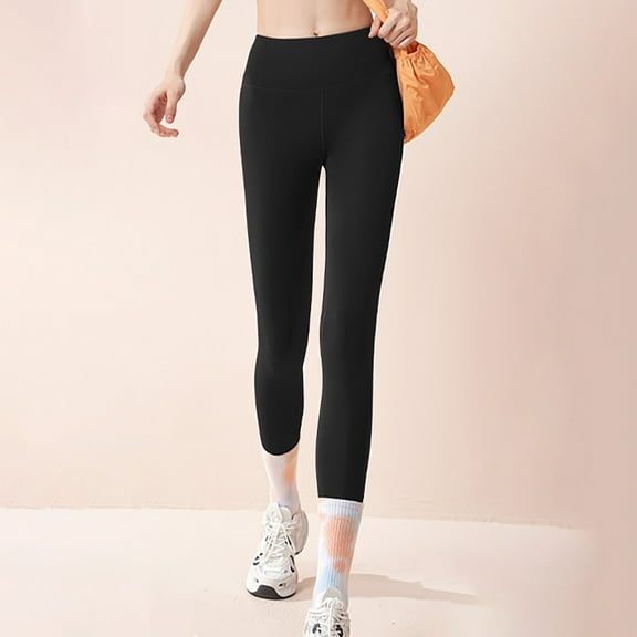 Dxzfnsa Women's Yoga Pants with Pockets Leggings for Women Tummy Control Workout Leggings for Women Compression Leggings Womens Pants,Black-S