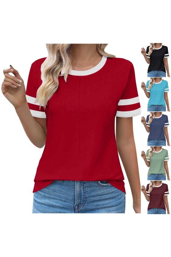 Womens Basic T Shirts Summer Tops 2026 O Neck Short Sleeve Tees Comfy Casual Vacation Clothes S-4XL