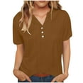 thumbnail image 1 of Dxzfnsa Womens Boho Tops Summer 2026 V Neck Short Sleeve Casual Button Down Blouses Shirts Work Clothes S-3XL, 1 of 8
