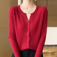 thumbnail image 1 of Dxzfnsa Womens Button Down Cardigans Solid Color Long Sleeve Sweaters for Women Casual Soft V-neck Knit Cardigan Sweaters Fall Winter Outwear, 1 of 5