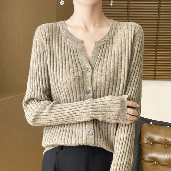 Dxzfnsa Womens Button Down Cardigans Solid Color Long Sleeve Sweaters for Women Casual Soft V-neck Knit Cardigan Sweaters Fall Winter Outwear