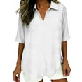 thumbnail image 1 of Dxzfnsa Womens Button Down Shirts Cotton Dress Shirts Oxford Shirts Long Sleeve Work Blouses Collared Tops Tunics S-2XL, 1 of 6
