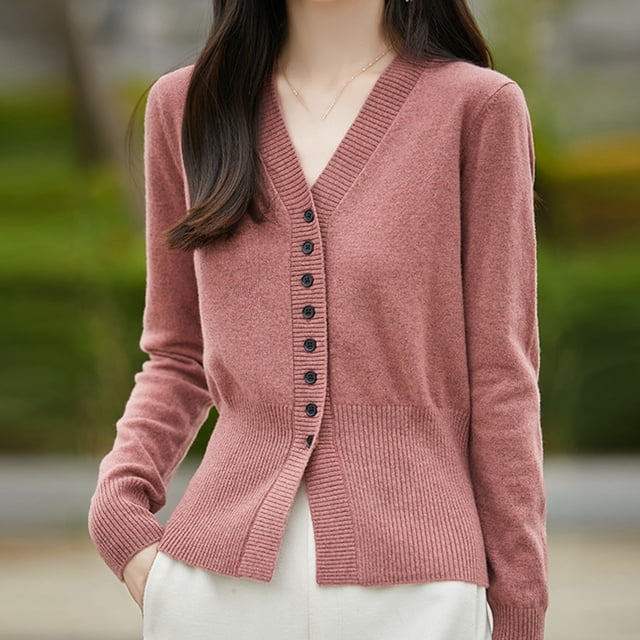 Dxzfnsa Womens Cardigan Sweaters Women's Lightweight Solid Color Long Sleeve Knit Coats Loose Soft Button Up V Neck Cardigan Jackets
