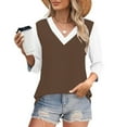 thumbnail image 1 of Dxzfnsa Womens Casual 3/4 Sleeve T-Shirts Button V Neck Summer Tunic Tops Loose Fit Shirts Solid Basic Tops S-3XL, 1 of 8