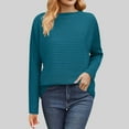 thumbnail image 1 of Dxzfnsa Womens Casual Oversized Loose Solid Round Neck Sweater Long Sleeved Womens Blouses Blue-XL, 1 of 7