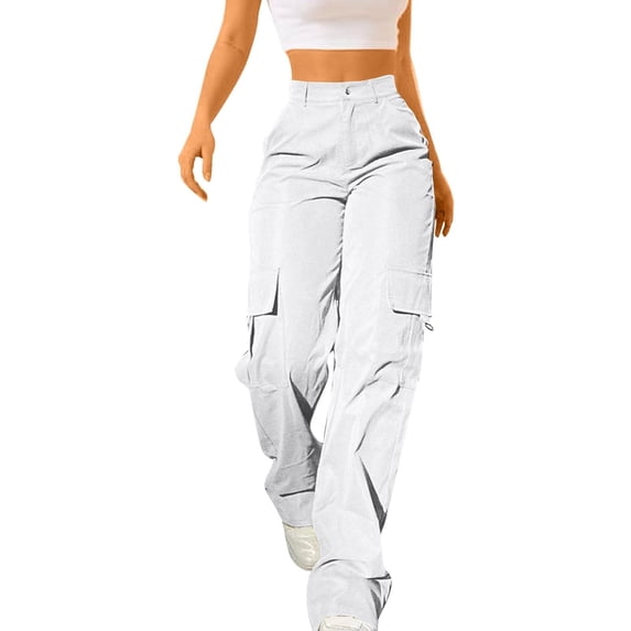 Dxzfnsa Womens Casual Pants Wide Leg High Waisted Adjustable Drawstring Trousers with Pockets Lightweight S-2XL