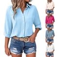 thumbnail image 1 of Dxzfnsa Womens Fall Clothes Women's 2025 Fashion Tops 3/4 Sleeve T-Shirts Cute Crewneck Basic Business Tees Blouses S-5XL, 1 of 7