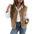 thumbnail image 1 of Dxzfnsa Womens Fall Winter Fleece Vests Lightweight Sleeveless Button Down Vests Fuzzy Jacket Outerwear Solid Color Coat with Pockets, 1 of 8