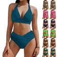 thumbnail image 1 of Dxzfnsa Womens High Waisted Bikini Set Tummy Control V Wire Crinkle 2 Piece Swimsuit Modest Full Coverage Bathing Suit S-2XL, 1 of 8