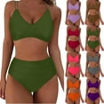 thumbnail image 1 of Dxzfnsa Womens High Waisted Bikini Sets Drawstring Tummy Control Swimsuits Crisscross Tie Back Bathing Suit S-2XL, 1 of 6