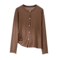 thumbnail image 1 of Dxzfnsa Womens Knit Cardigan Sweaters Button Down Shirts Long Sleeve Crew Neck Ribbed Knit Blouse Open Front Work Tops Cardigan for Women XL-3XL, 1 of 8