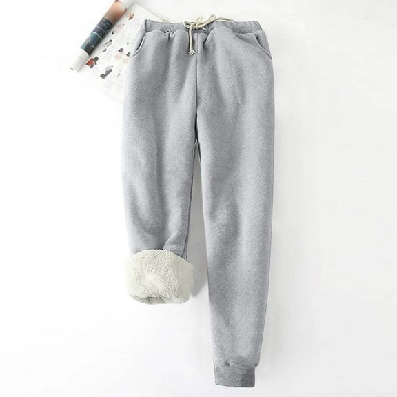 Dxzfnsa Womens Long Pants Women's Casual Solid Color Fleece Sweatpants Oversize Bandage Elastic Waist Trousers Warm Comfy Sweatpants with Pockets