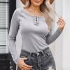 Dxzfnsa Womens Long Sleeve Sweaters Women's Casual Solid Color Tops Basic Ribbed Knit Button V Neck Shirts Fall Winter Pullovers