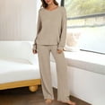 thumbnail image 1 of Dxzfnsa Womens Lounge Sets Women Casual Loose Long Sleeve Pajama Sets Round Neck Pullover Wide Leg Trousers 2 Piece Fall Winter Sleepwear, 1 of 8