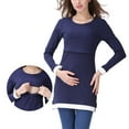 thumbnail image 1 of Dxzfnsa Womens Maternity Clothes Long Sleeve Maternity Tops Women Fashion Solid Color Long Sleeve Breastfeeding Blouses Round Neck Pregnancy Clothes, 1 of 8