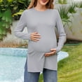 thumbnail image 1 of Dxzfnsa Womens Maternity Shirts Fall Fashion Ribbed Knit Long Sleeve Pregnancy Tops Casual Solid Color Crewneck Pregnant Clothes Basic Tunic Shirts, 1 of 7