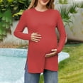 thumbnail image 1 of Dxzfnsa Womens Maternity Shirts Fall Fashion Ribbed Knit Long Sleeve Pregnancy Tops Casual Solid Color Crewneck Pregnant Clothes Basic Tunic Shirts, 1 of 7