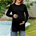 thumbnail image 1 of Dxzfnsa Womens Maternity Shirts Fall Fashion Ribbed Knit Long Sleeve Pregnancy Tops Casual Solid Color Crewneck Pregnant Clothes Basic Tunic Shirts, 1 of 7