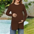 thumbnail image 1 of Dxzfnsa Womens Maternity Shirts Fall Fashion Ribbed Knit Long Sleeve Pregnancy Tops Casual Solid Color Crewneck Pregnant Clothes Basic Tunic Shirts, 1 of 7