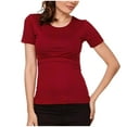thumbnail image 1 of Dxzfnsa Womens Nursing Tops Women's Comfortable Solid Color Breastfeeding Maternity Shirts Double Layer Round Neck Pregnancy Blouses Summer Short Sleeve Tee Tops, 1 of 4