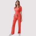 thumbnail image 1 of Dxzfnsa Womens Nursing Uniforms Suits Women's Stretch V-Neck Short Sleeve Tops and Drawstring Cargo Pants Casual Solid Color Scrub Sets with Pockets, 1 of 2