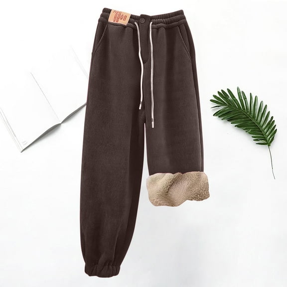 Dxzfnsa Womens Pajama Pants Women Solid Color Comfy Loose Lounge Pants with Pockets Drawstring Elastic Waist Winter Warm Fleece Sweatpants