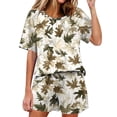 thumbnail image 1 of Dxzfnsa Womens Pajama Sets 2 Piece Soft Short Sleeve Top and Shorts Sleepwear Round Neck Pjs Lounge Set with Pockets S-2XL, 1 of 7