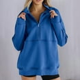 thumbnail image 1 of Dxzfnsa Womens Quarter Zip Pullover Tops Women Oversize Solid Color Long Sleeve Sweatshirts Casual Lapel Collar Long Tops with Pocket, 1 of 7