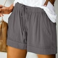 thumbnail image 1 of Dxzfnsa Womens Shorts Women Casual Summer Comfy Drawstring Elastic Waist Shorts with Pockets Loose Solid Color Shorts, 1 of 7