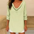 thumbnail image 1 of Dxzfnsa Womens Spring And Summer V-Neck Long Sleeve Solid Loose Casual Top Plus Size Tops Yellow-XL, 1 of 6