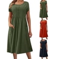 thumbnail image 1 of Dxzfnsa Womens Summer Dresses Casual Sleeveless Tshirt Sundress Beach Cover Up with Pockets Loose Tank Dress S-5XL, 1 of 7