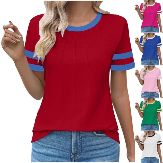 Dxzfnsa Womens Summer Tops Trendy 2025 Ruched Cap Short Sleeve Tshirts Shirts Crew Neck T Shirts Fashion S-3XL