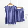 thumbnail image 1 of Dxzfnsa Womens Two Piece Lounge Sets Plus Size Women's Solid Color Sets Round Neck Suspender Peplum Tops High Waist Shorts Suits Summer Beach Travel Outfits, 1 of 9