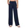thumbnail image 1 of Dxzfnsa Womens Wide Leg Pants Fall Women's Casual Solid Color Straight Leg Pants Stretch Waist Drawstring Trousers Lightweight Hiking Cargo Pants with Pockets, 1 of 8