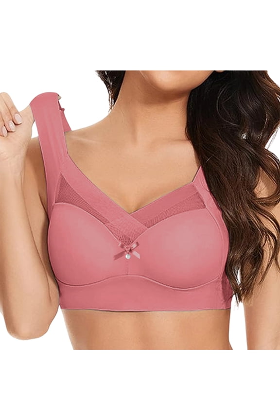Womens Wireless Push Up Bras for Women No Underwire Seamless Full Coverage Supportive T Shirt Everyday Bras (Watermelon Red,XXXL)