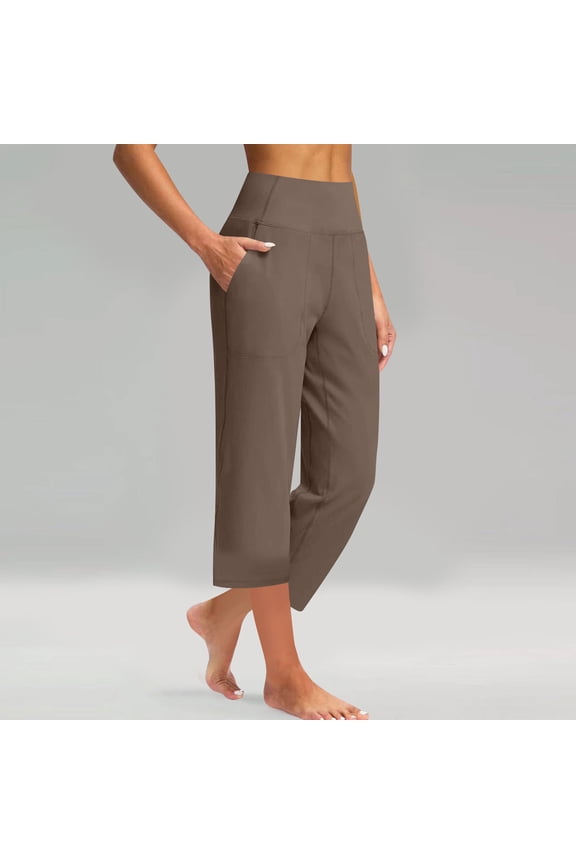 Womens Yoga Pants Wide Leg Comfy Drawstring Loose Straight Lounge Running Workout Legging Compression Leggings for Women,Brown-M