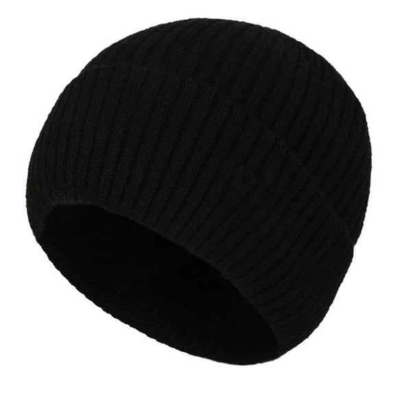 Dxzfnsa Wool Waterproof Winter Beanie Hat with Brim Fleece Lined Knit Cap for Cold Weather & Large Head Gift for Men & Women