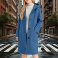thumbnail image 1 of Dxzfnsa Woolen Coat for Women Casual Lapel Collar Winter Wool Blend Button Over Coats Long Jackets, 1 of 9