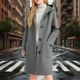thumbnail image 1 of Dxzfnsa Woolen Coat for Women Casual Lapel Collar Winter Wool Blend Button Over Coats Long Jackets, 1 of 9