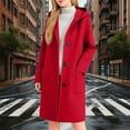 thumbnail image 1 of Dxzfnsa Woolen Coat for Women Casual Lapel Collar Winter Wool Blend Button Over Coats Long Jackets, 1 of 9