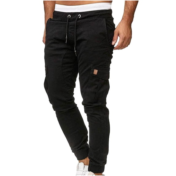 Dxzfnsa Work Pants for Men Summer Men's Casual Solid Color Cargo Joggers Pants Stretch Elastic Waist Drawstring Straight Leg Pants with Pockets