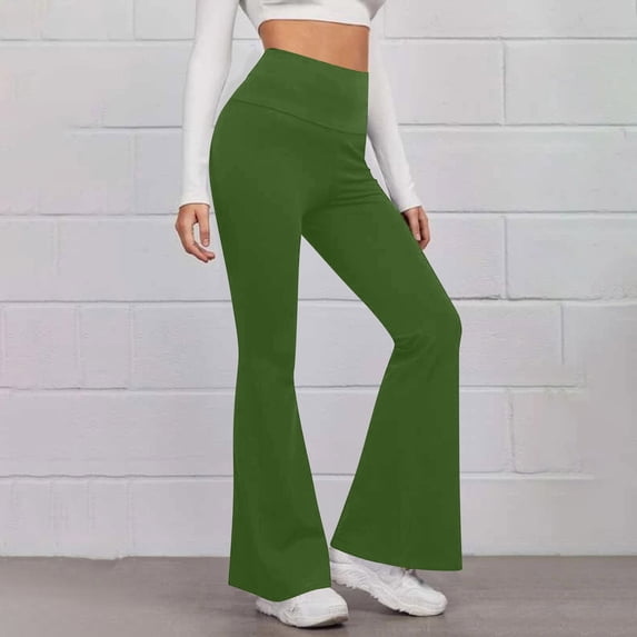 Dxzfnsa Yoga Pants Women - Wide Leg Pants Loose Casual Flowy Lounge Sweatpants High Waisted Pajamas with Pockets Womens Leggings,Green-L