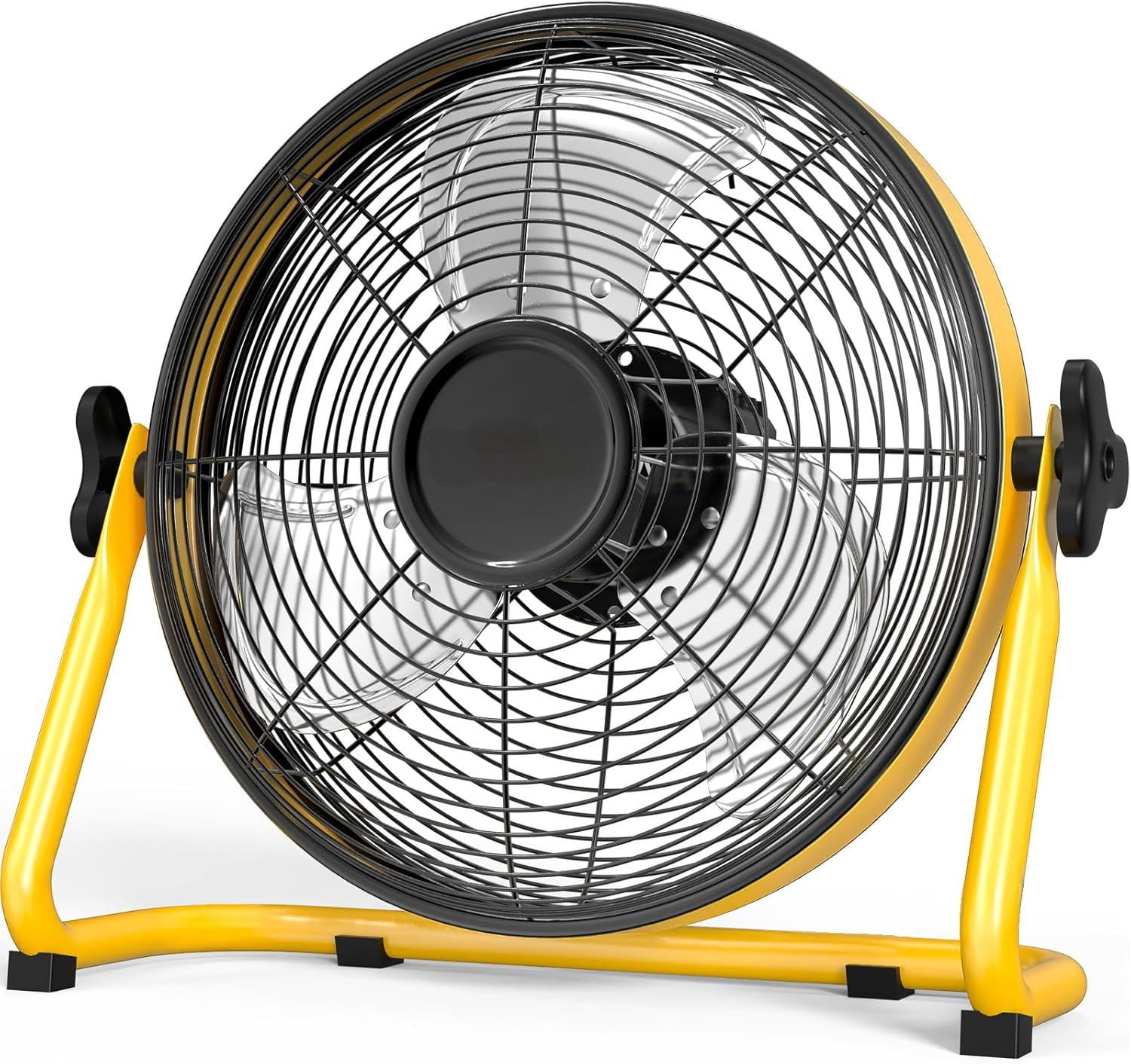 DyEtee Battery Operated Floor Fan - Rechargeable Powered Fan Cordless High Velocity Metal Blade Portable Fan for Camping Travel Patio Tent Indoor Outdoor 12 Inch 360 Degree Manual Tilt 12 Speed