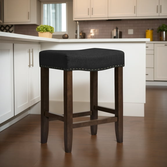DyFun 24" Bar Stools Backless Modern Counter Stool Chairs Wooden Kitchen Island Stools (Single, Black)