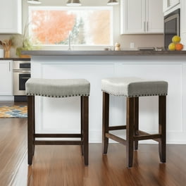 WestinTrends Hayes 24 Inch Height Counter Stool with Tufted Back Seat Linen Upholstered Button Dining Chair for Kitchen Island Bar set of 3 Brown Walmart