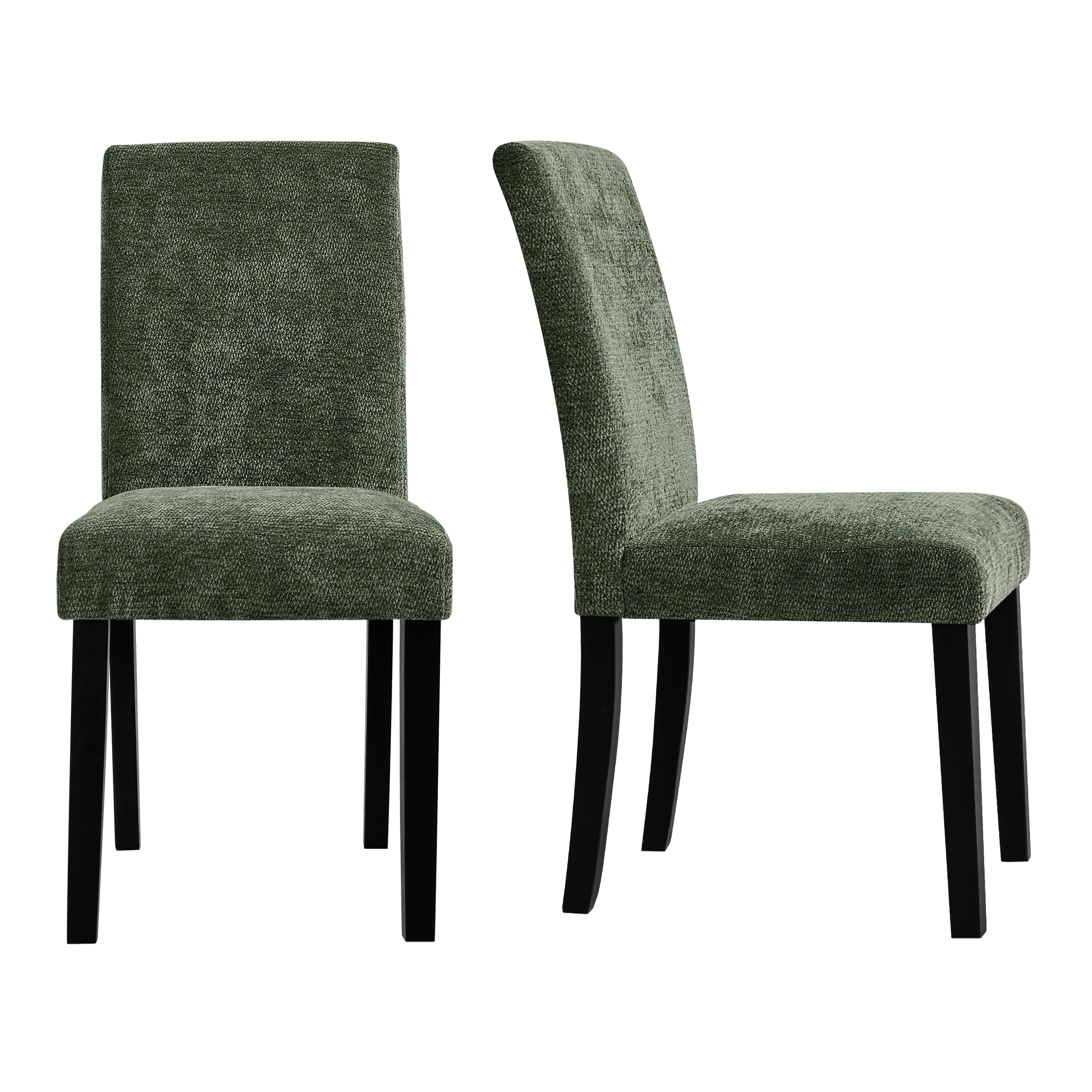 DyFun Chenille Upholstered Dining Chairs Set of 2 for Kitchen Dining Room or Apartment Living, Green