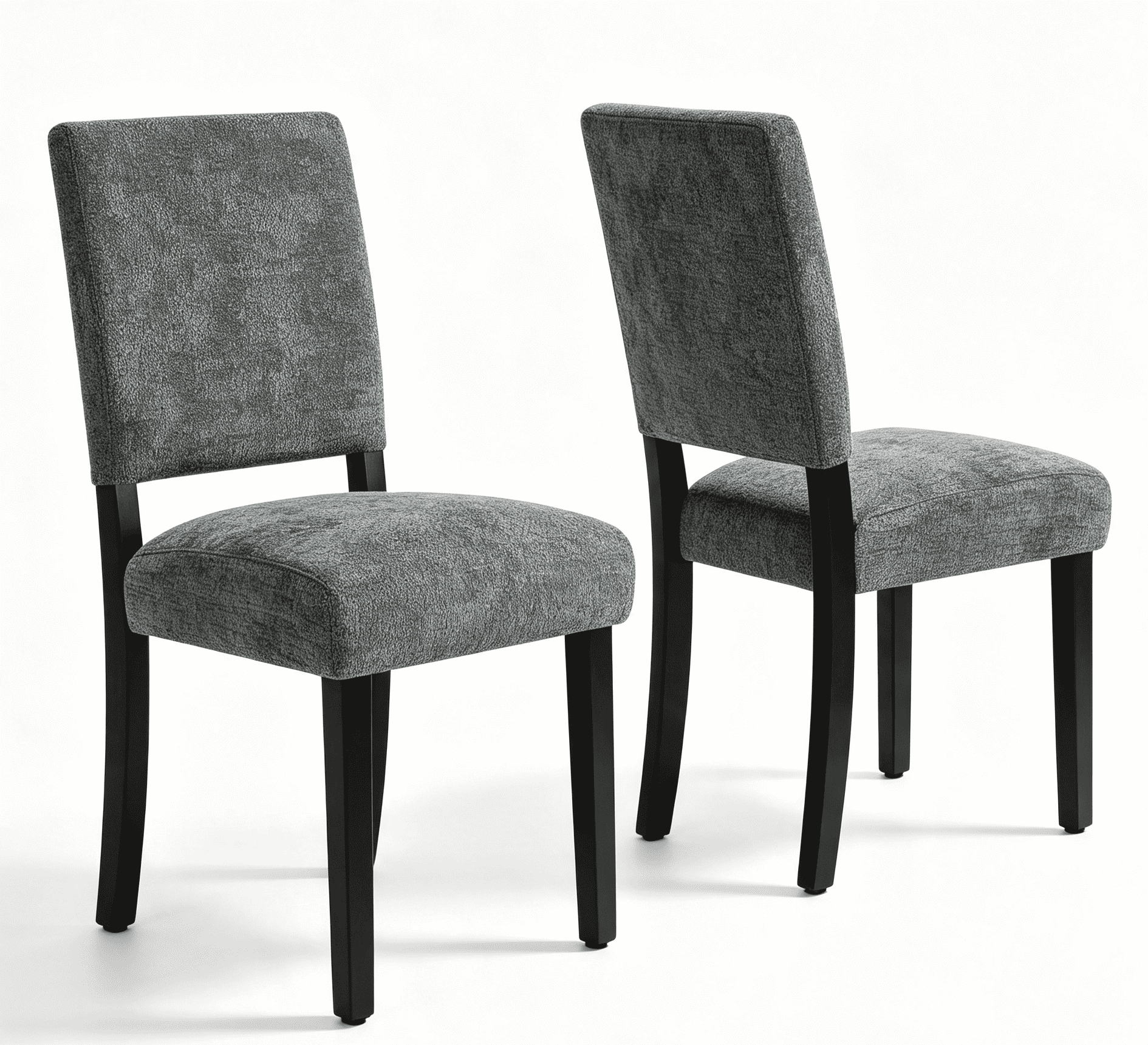 CHUN YI Chenille Upholstered Dining Chairs Set of 4, Open Back Kitchen Dining Room Chairs with Solid Rubberwood Frame, French Country Style, Gray