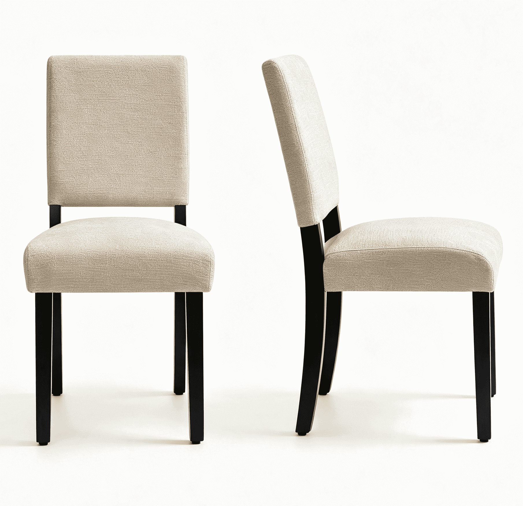 CHUN YI Chenille Upholstered Dining Chairs Set of 4, Open Back Kitchen Dining Room Chairs with Solid Rubberwood Frame, French Country Style, Linen