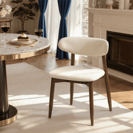 DyFun Dining Chair Set of 4, Upholstered Wooden Dining Chairs with Curved Back, Modern Fabric Kitchen Side Chairs